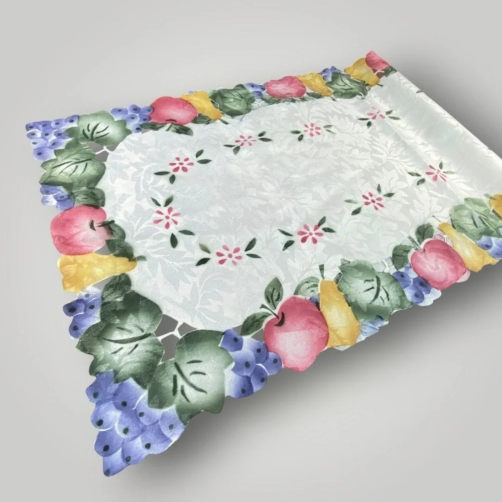 Fruit Table Runner Damask Jacquard Farmhouse Cottagecore Table Linen Y2K